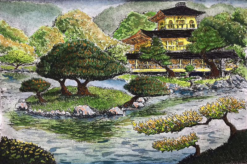 Japanese landscape in watercolor #1